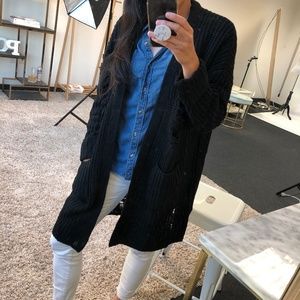 CYBER SALE! KRISTINE Black Distressed Cardigan